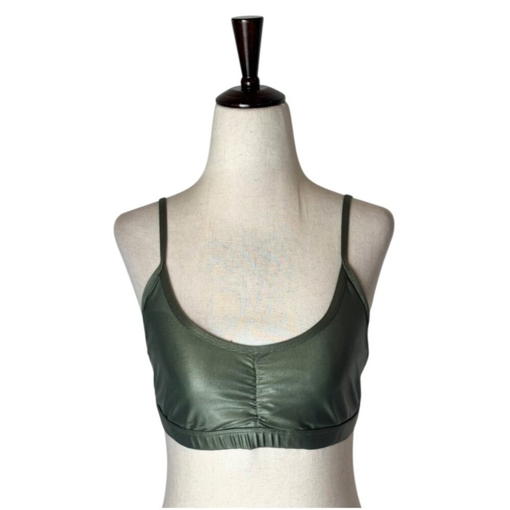 Koral Sports Bra Women Small Olive Green Element Shimmer Strappy Yoga Athletic - Picture 2 of 8